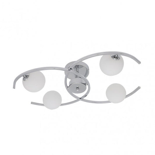 Plafon Conil 4xG9 cromo de Abrila, diseño moderno en metal y cristal para iluminación interior doméstica, luz difusa en techo con bombillas G9, dimensiones 16x58x37 cm, modelo 201884020 para lámparas de techo contemporáneas.