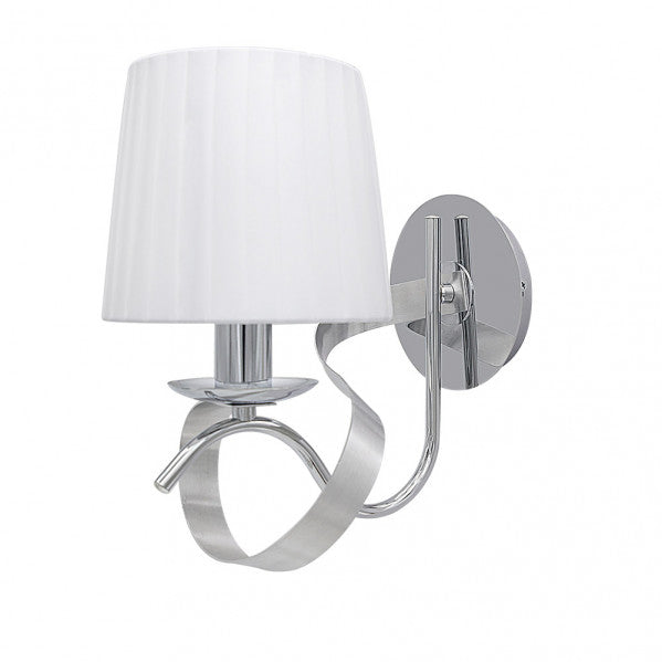 Aplique de pared Baeza en cromo con pantalla blanca textil 34x15x25 cm, estilo clásico vintage de Abrila para iluminación interior doméstica en metal