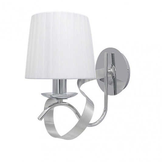 Aplique de pared Baeza en cromo con pantalla blanca textil 34x15x25 cm, estilo clásico vintage de Abrila para iluminación interior doméstica en metal