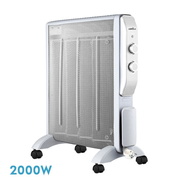 Radiador de mica abrigo 2000W blanco/plata Abrila modelo 202012074 con protección antivuelco AI2 para calefacción doméstica en interiores