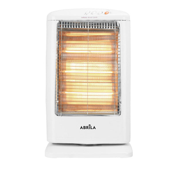 Estufa eléctrica portátil Abrila 1200W blanca oscilante con calefacción candente, función antivuelco y diseño doméstico para interiores