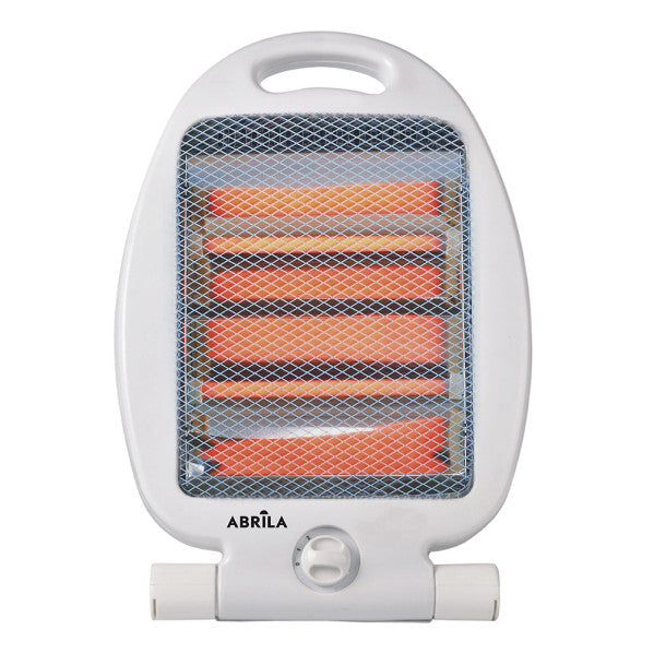 Estufa eléctrica de cuarzo ígneo 800W blanco Abrila 202420801, calefacción portátil interior con antivuelco y cuarzo ignífugo para uso doméstico seguro.