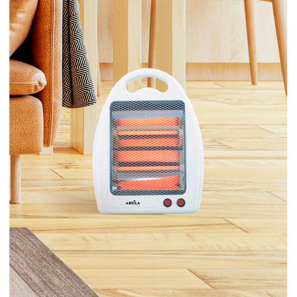 Estufa eléctrica portátil de cuarzo ígneo Abrila 800W en color blanco, modelo AI2 202430801, ideal para calefacción doméstica e interior.