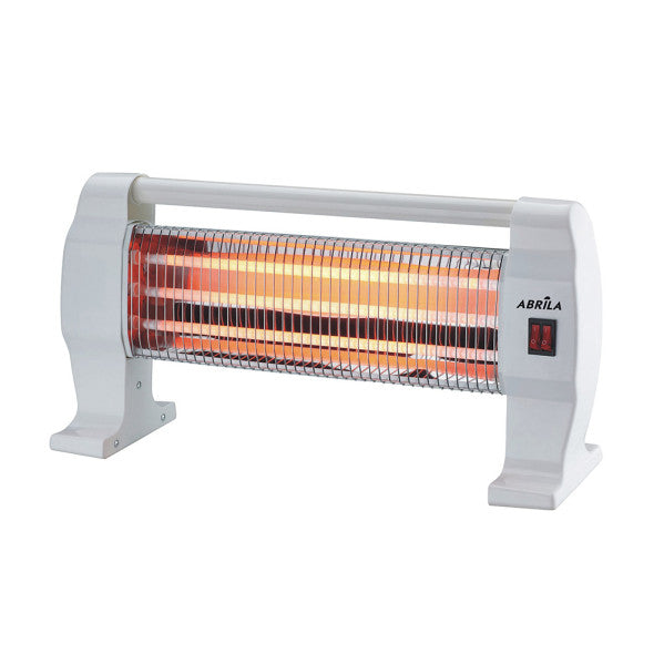 Estufa eléctrica de cuarzo ígneo Abrila AI2 1200W en color blanco, con diseño portátil y antivuelco para calefacción doméstica interior segura. Modelo 202441201.