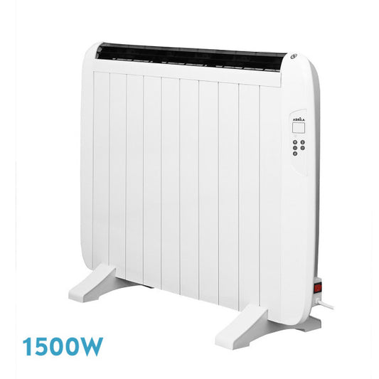 Emisor térmico Gaban 1500W blanco de Abrila, modelo 202711501, calefacción mural portátil y doméstica con aluminio AI2 para ahorro de energía, diseño eficiente y moderno en color blanco.