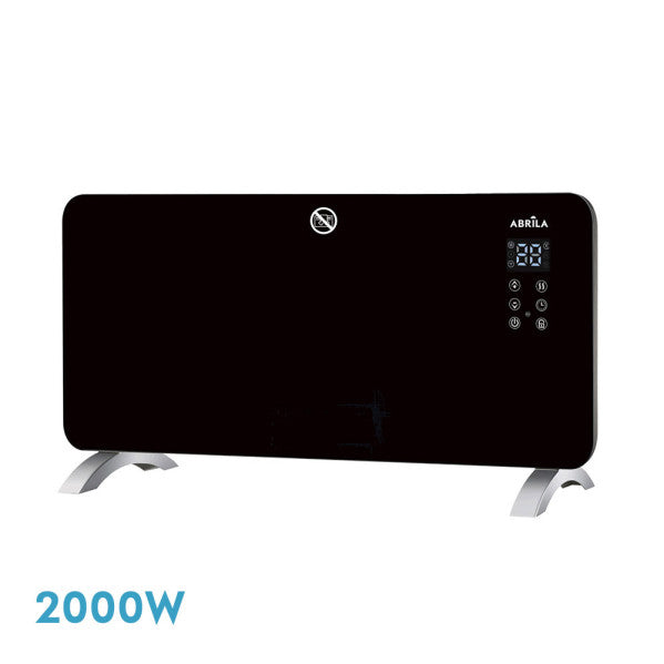 Emisor térmico cristal Gaban 2000W negro con WiFi de Abrila, modelo 202722009, calefacción portátil doméstica para interiores con control inteligente AI2.