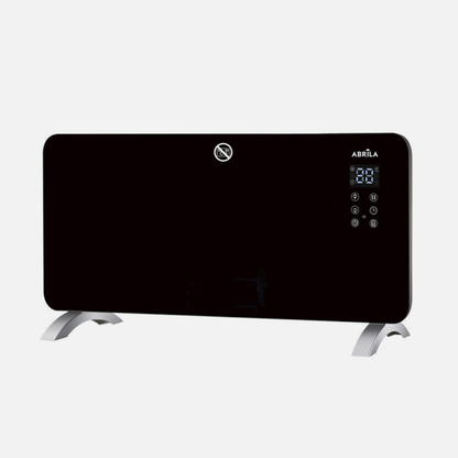Emisor térmico cristal Gaban de 2000W negro con conectividad WiFi, modelo Abrila 202722009, calefacción portátil para uso doméstico e interior, diseño AI2 eficiente y moderno.