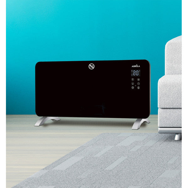 Emisor térmico cristal Gaban 2000W negro con WiFi, modelo Abrila 202722009, calefacción portátil para interior doméstico, diseño moderno y eficiente de la marca Gaban.