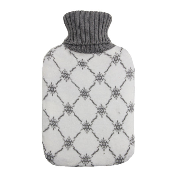 Bolsa de agua caliente Mimo de Abrila, 1.7L en blanco y gris, para bienestar en el hogar con calefacción textil flexible de caucho textil certificado CE, ideal para uso doméstico térmico.