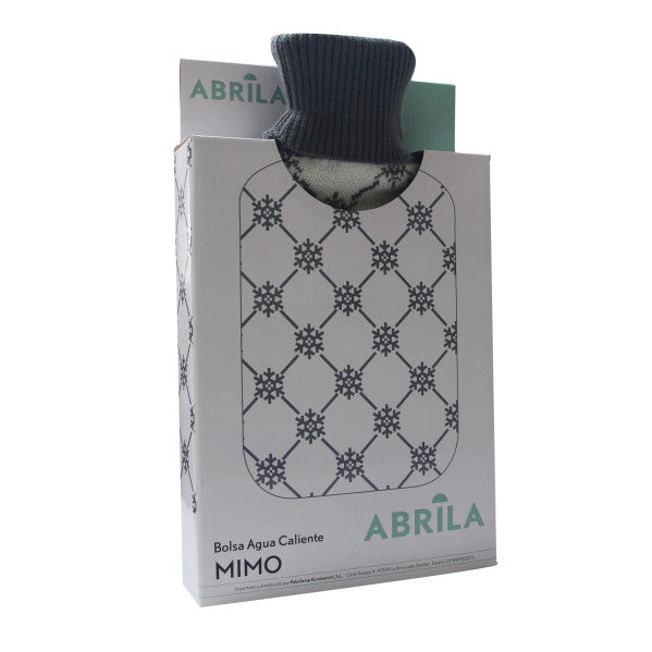Bolsa de agua caliente Mimo de Abrila, capacidad 1.7L en blanco y gris, ideal para calefacción textil y bienestar en el hogar, fabricada en caucho textil flexible con certificado CE, modelo 202828128.