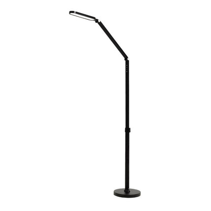 Lámpara de pie Draga negra 13W LED regulable Abrila, articulada y táctil, diseño moderno en metal ABS para decoración interior doméstica