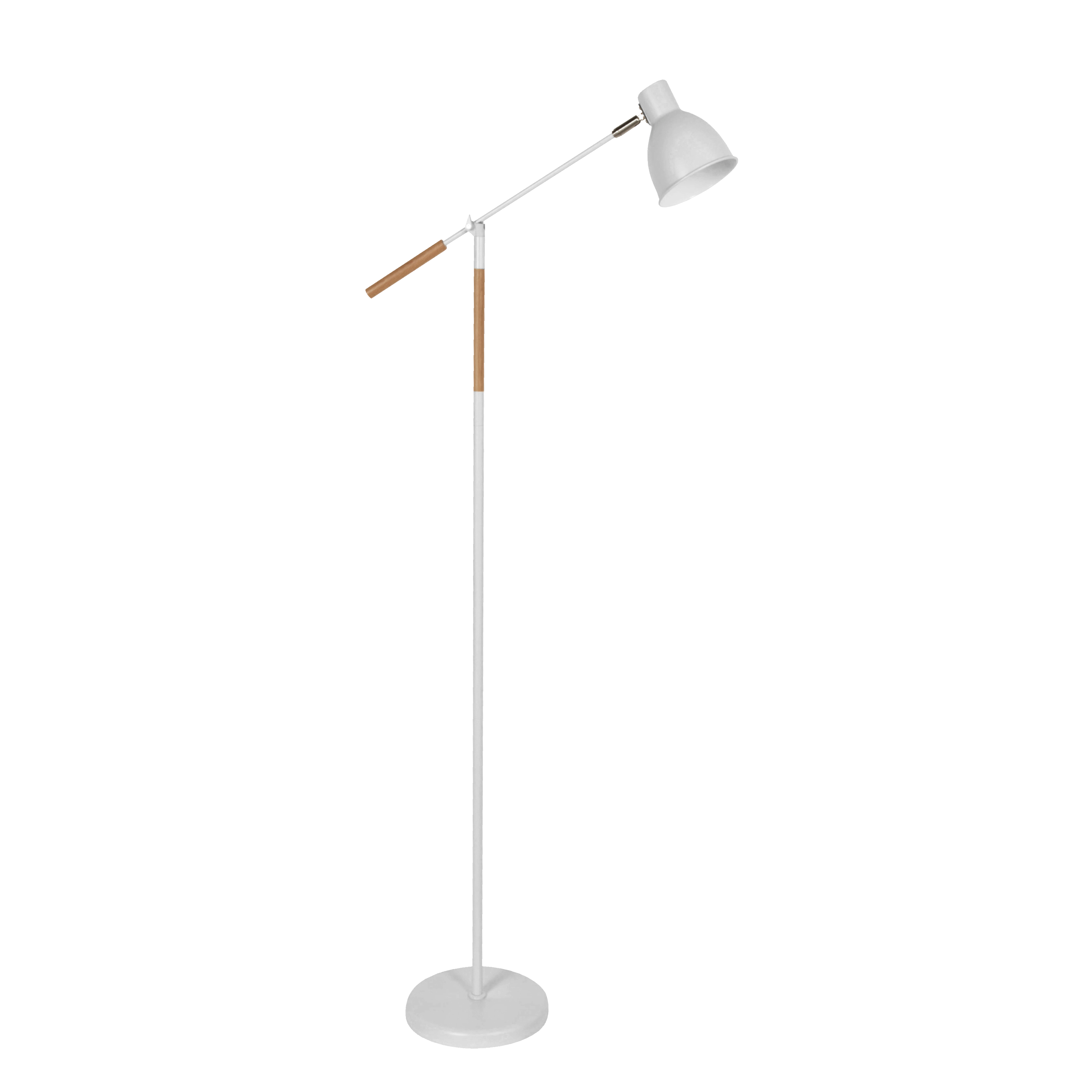 Pie de salón Acople 1xE27 blanco y haya de Abrila 205241001, lámpara moderna de metal y madera para decoración interior vintage rústica y iluminación doméstica.