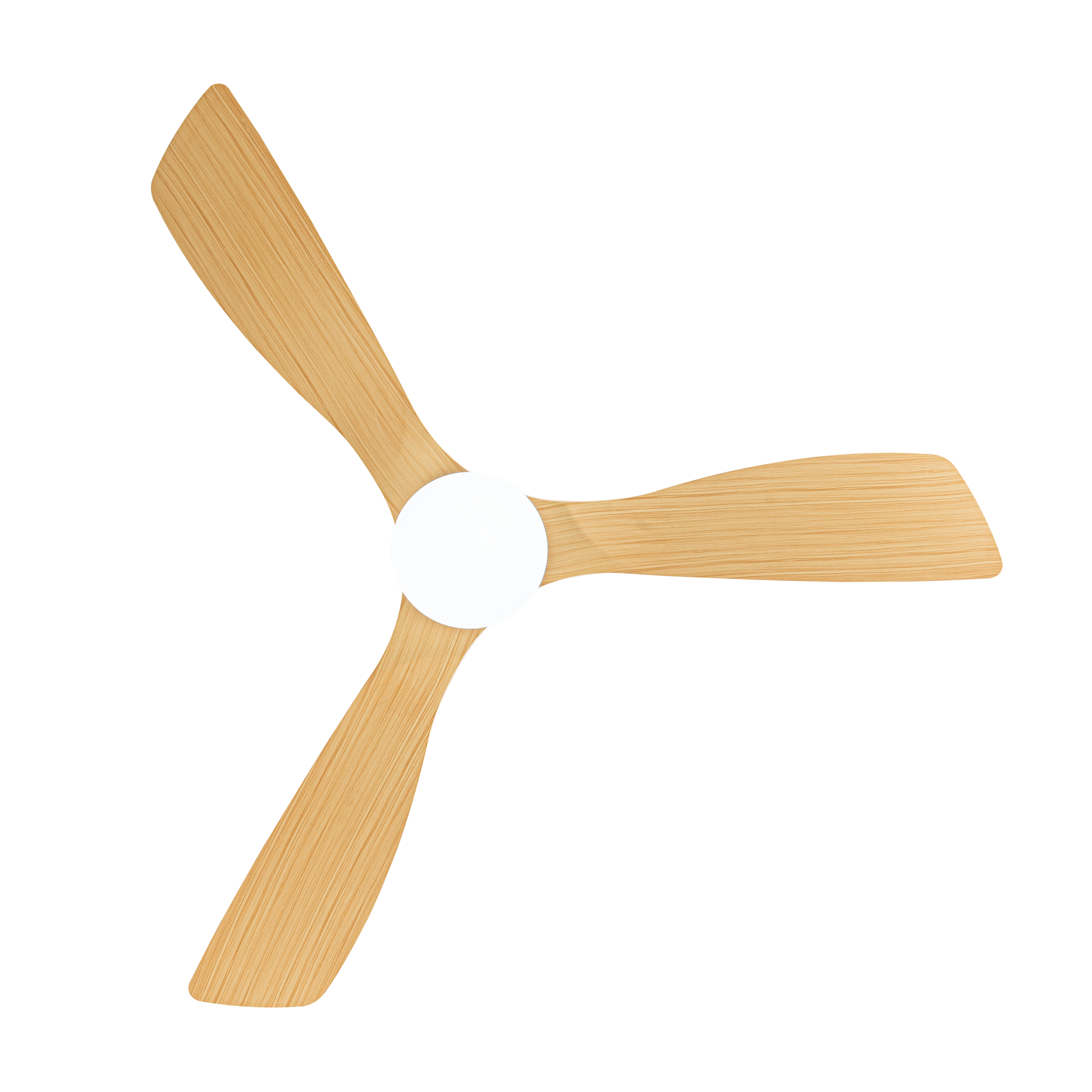 `alt=Ventilador de techo Azabache 20W Blanco Haya con 6 velocidades, LED integrado y motor DC, control remoto, modelo Abrila 206591368`.