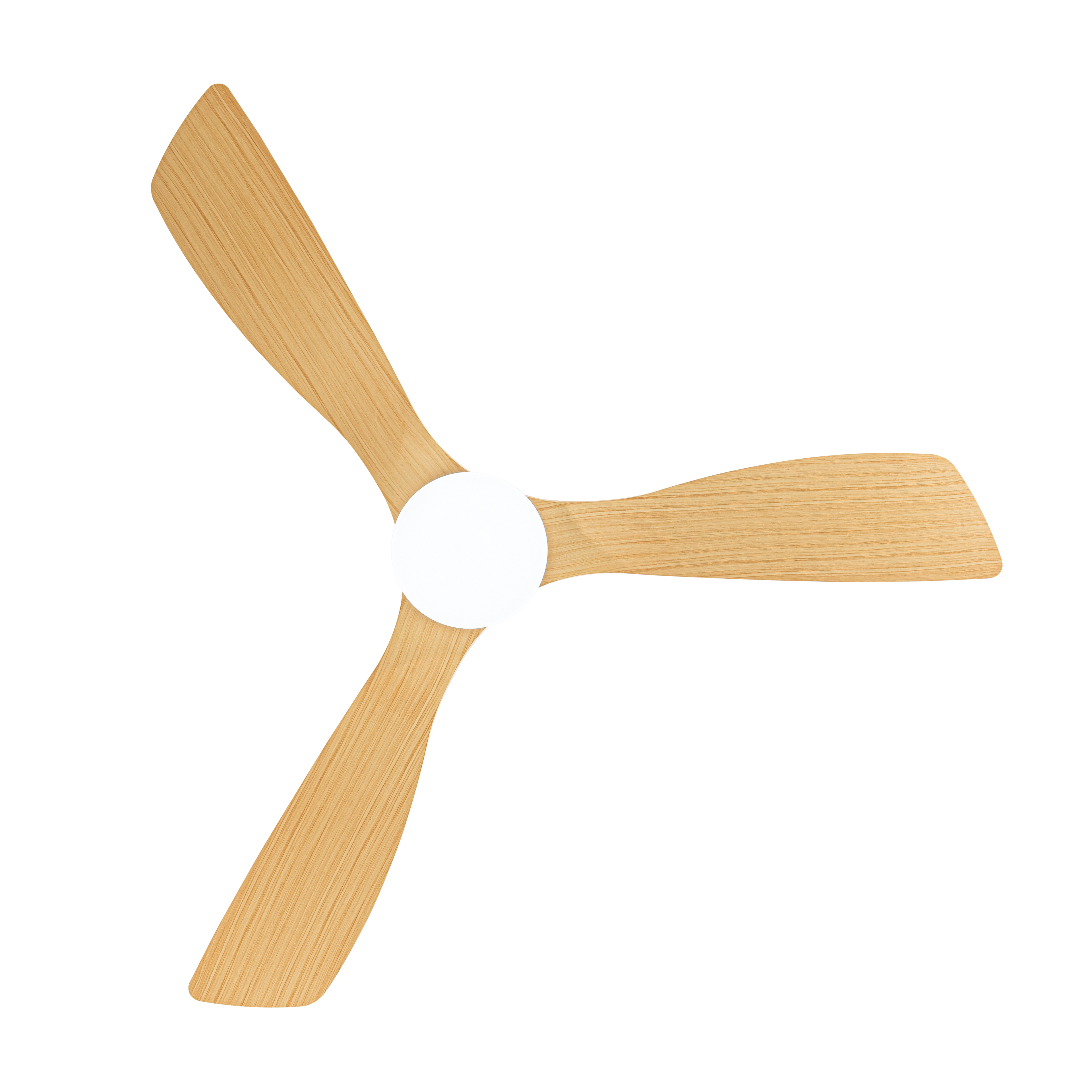 `alt=Ventilador de techo Azabache 20W Blanco Haya con 6 velocidades, LED integrado y motor DC, control remoto, modelo Abrila 206591368`.