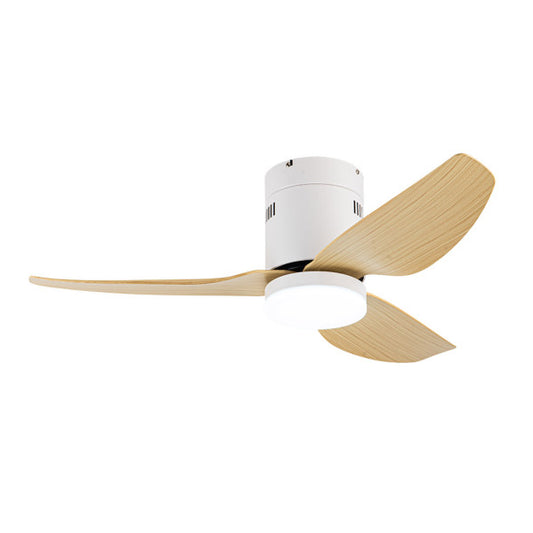 Ventilador de techo DC Borax de 20W Blanco/Haya, modelo Abrila 206691368. Con 6 velocidades ajustables y luz LED integrada. Motor DC y mando remoto incluído. Construido con metal y policarbonato, ideal para interiores domésticos.