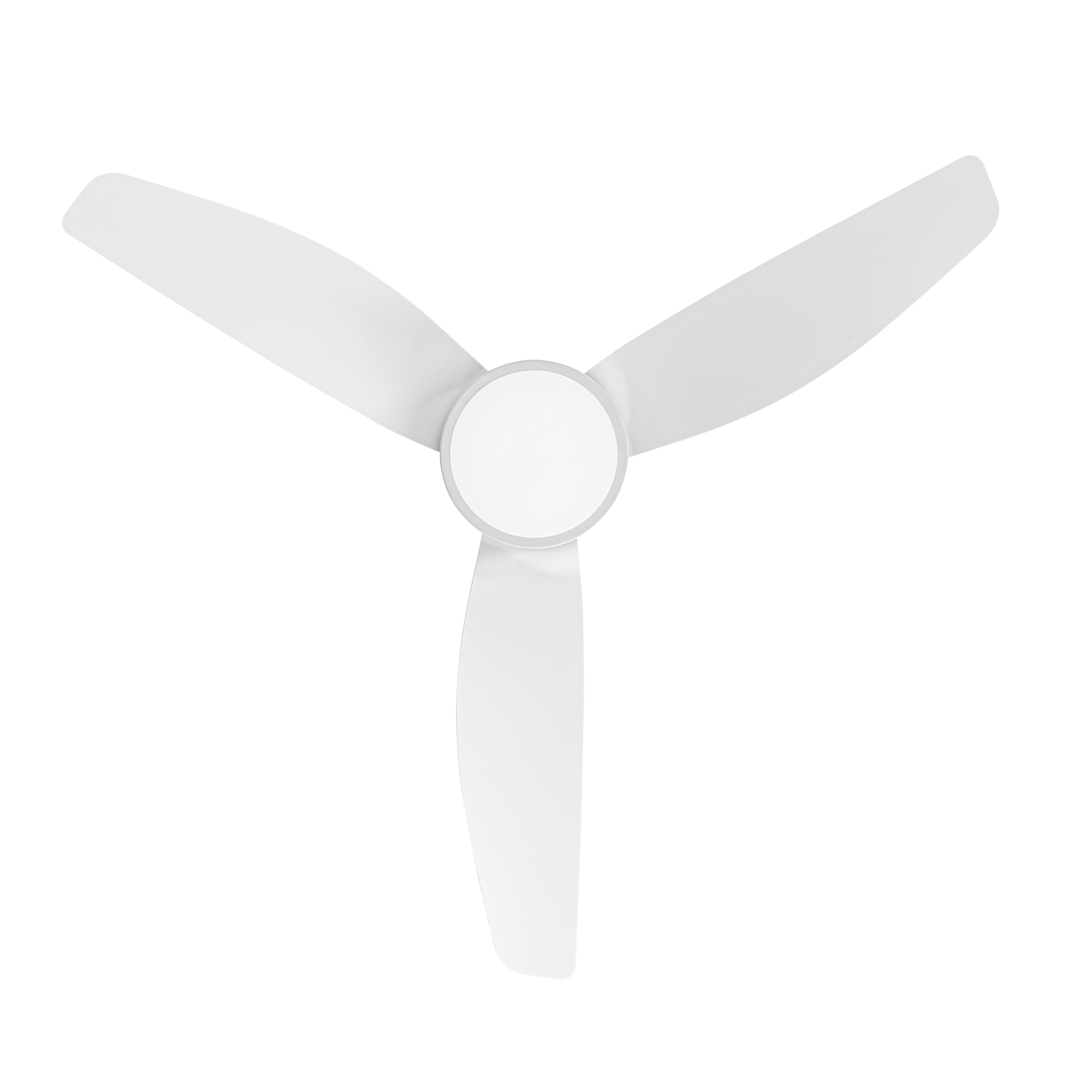 Ventilador techo Jarama 20W blanco de tres aspas con LED integrado y motor DC, perfecto para interiores domésticos. Diseñado por Abrila (modelo: 206791301) en estilo moderno con materiales metal ABS.