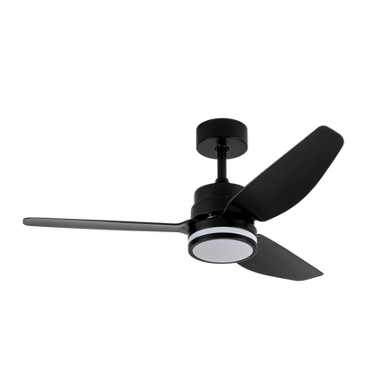 Aquí tienes un texto optimizado para el atributo `alt` de una imagen del ventilador:

Ventilador de techo Jarama DC 20W negro 112 cm de Abrila, con 6 velocidades, LED integrado, metal ABS y control remoto incluido. Apto para interiores domésticos. Modelo 206791309.