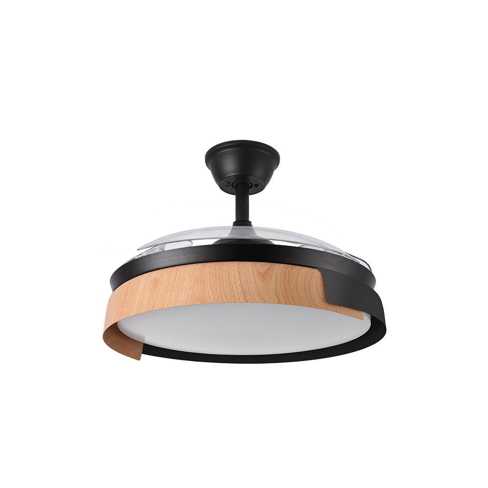 Alt Image: Ventilador de techo Provenza DC Negro/Haya de Abrila con iluminación LED ajustable, aspas retráctiles, temporizador y mando a distancia, modelo 207191388.