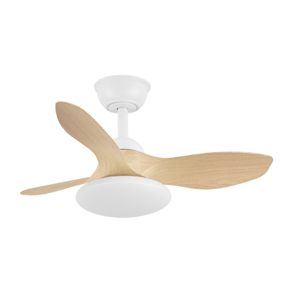 `alt=Ventilador de Techo DC Paramo Blanco/Haya 36W por Abrila (207291368), ventilador de techo silencioso con LED integrado y motor DC, ideal para interior doméstico`.