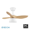 ```css
alt=Ventilador de techo cubico blanco/haya, modelo Abrila, con motor DC 36W, control remoto, aspas de 3 hojas y LED integrado, ideal para interiores domésticos
```