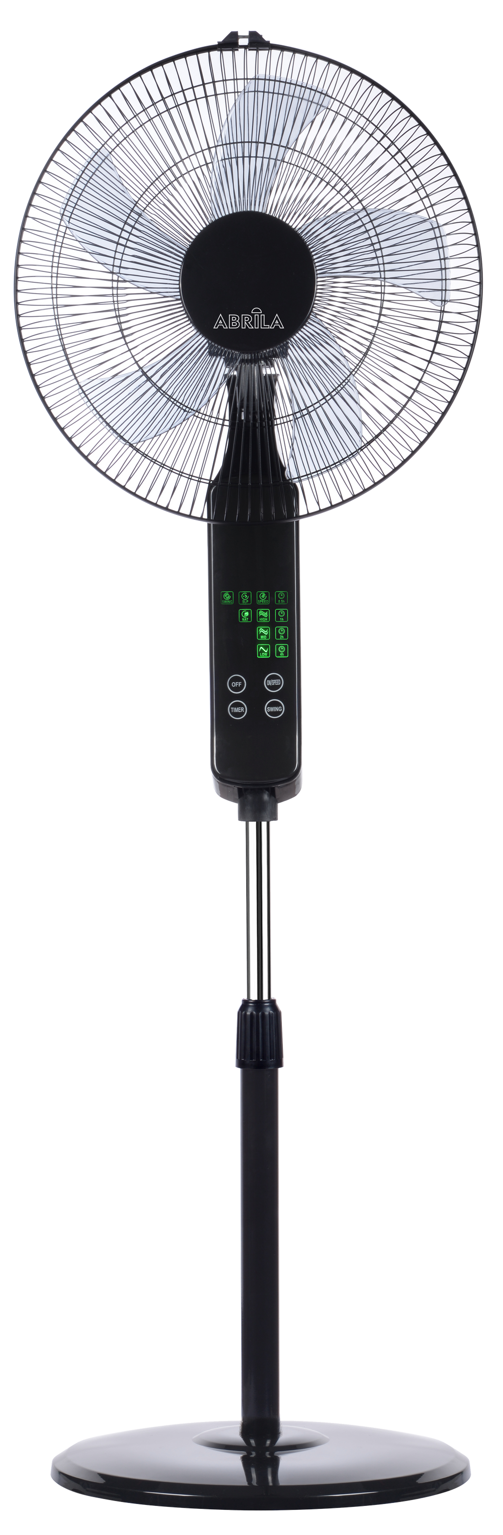 ```
alt=Ventilador de Pie Rodium Negro 45W de Abrila Modelo 207641009, Oscilante y con Mando a Distancia
```