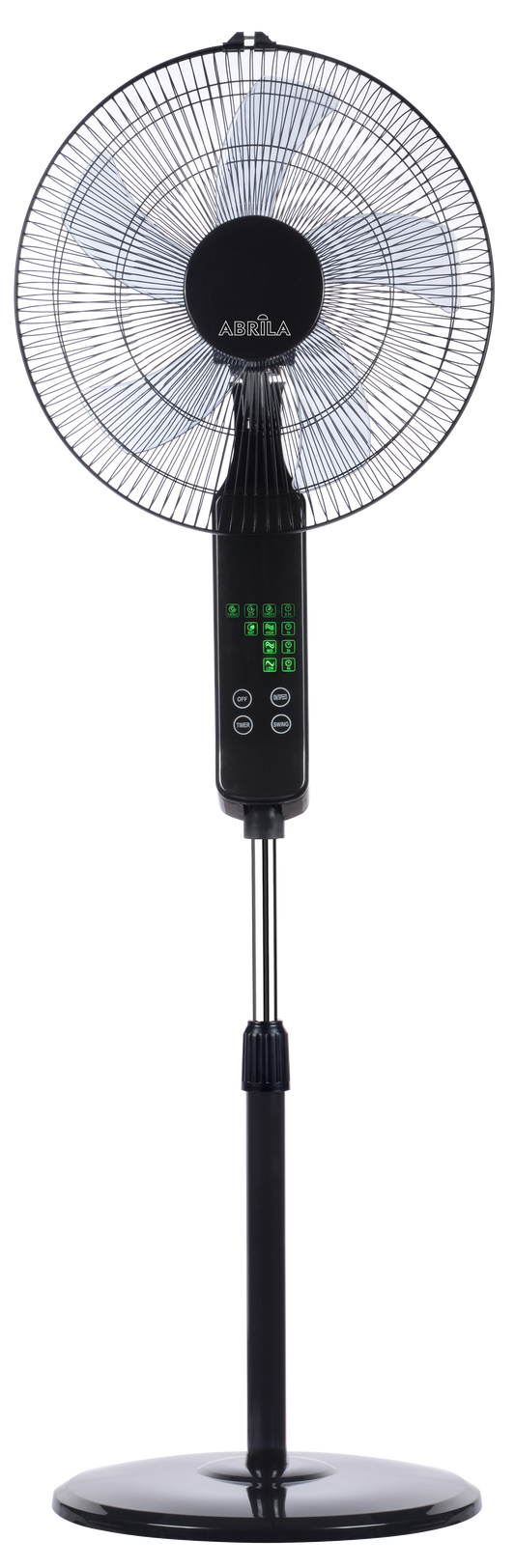 ```
alt=Ventilador de Pie Rodium Negro 45W de Abrila Modelo 207641009, Oscilante y con Mando a Distancia
```