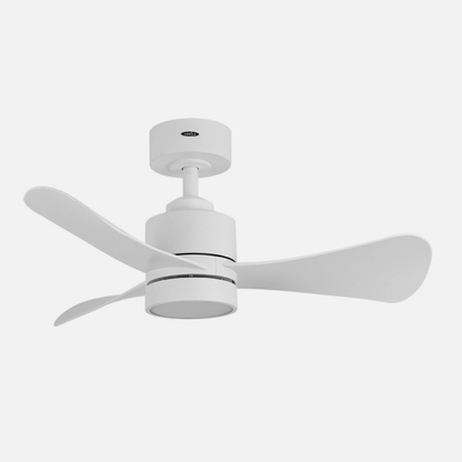 Ventilador de techo ecónómico de bajo consumo de la marca Abrila en color blanco. La cantidad de energía consumida por este ventilador modelo 207791301 es de 18W. Montura y cubos de metal policarbonato con estructura ABS y motor DC (Corriente Directa).  Disponible para tí, el famoso modelo AI2 de Abrila en el que destaca su ligereza y facilidad para eliminar el aire estancado del hogar.
