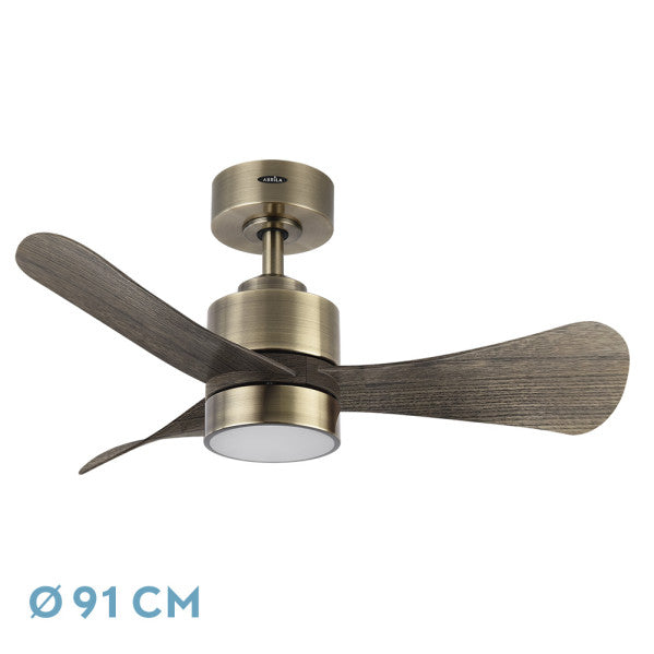 Ventilador de techo DC Zepelin Cuero/Roble 18W modelo Abrila 207791336 en interior doméstico. Diseño elegante con acabados en cuero y roble. Control remoto incluido para comodidad. Iluminación LED regulable para ajustar la intensidad de luz. Fabricado con materiales de alta calidad como metal, ABS y policarbonato. Motor DC eficiente para un funcionamiento silencioso y duradero. Ideal para mejorar la circulación del aire en espacios interiores. Ventilador de techo moderno y funcional. Evolución del diseño en