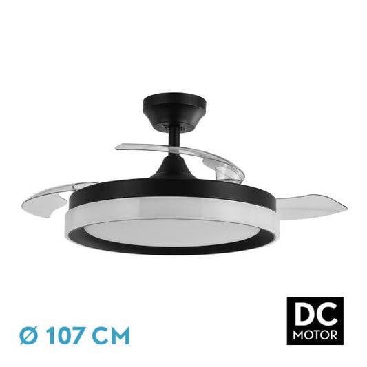 Aquí tienes un texto optimizado para el atributo ALT IMG del producto:

Ventilador de techo Zenit Negro con 72W de potencia y aspas retráctiles de la marca Abrila. Modelo 208491309. Ideal para uso doméstico interior, ofrece ventilación eficiente para verano e invierno. Diseño en negro con iluminación LED integrada, ahorro de energía garantizado con la tecnología Ai2. Producto duradero y estilizado.