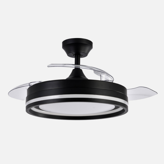 Alt image optimizado para SEO:

Ventilador de techo negro Cerrato de Abrila con LED integrado, motor DC y aspas retráctiles para interiores domésticos