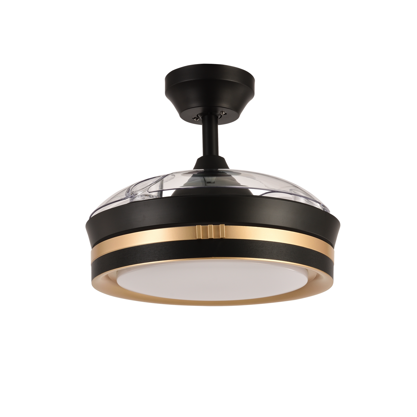 **texto alt optimizado:**

Abrila Ventilador de Techo Viper Negro/Oro de 48W, modelo 208999016, ideal para interiores domésticos. Con 6 velocidades ajustables, motor DC silencioso y eficiente, y aspas retráctiles para mayor seguridad. Incluye iluminación LED integrado con luz regulable perfecta para un toque moderno y práctico que davida al tono de oro de los acabados.Ombré AI2 multifuncional, que se integra perfectamente con techo. Experiencia de ventilación superior y iluminación inteligente con respiraci