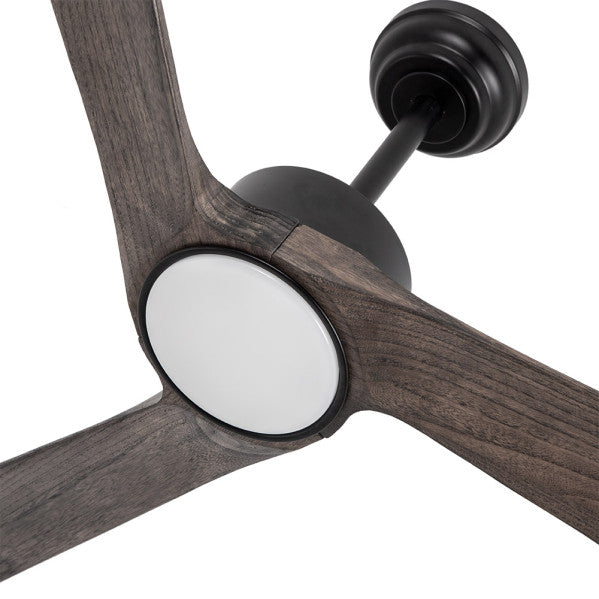 Ventilador de techo Orinoco 24W con luz LED, negro y control remoto en acabado roble Abrila Modelo 209291364