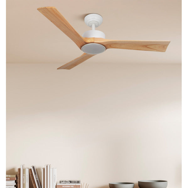 Ventilador de techo Orinoco 24W blanco/haya. Modelo Abrila 209291368. Diseño ideal para interiores. Ahorra energía con motor DC y LED integrado. Regulable para una mayor comodidad. Perfecto para alegrar tu espacio con su elegante combinación de blanco y haya.