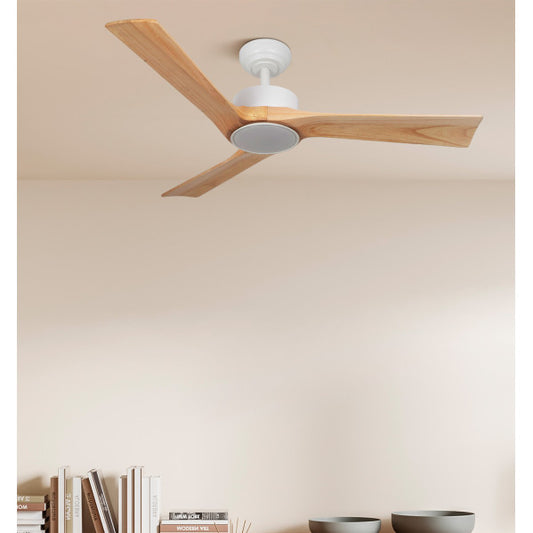 Ventilador de techo Orinoco 24W blanco/haya. Modelo Abrila 209291368. Diseño ideal para interiores. Ahorra energía con motor DC y LED integrado. Regulable para una mayor comodidad. Perfecto para alegrar tu espacio con su elegante combinación de blanco y haya.