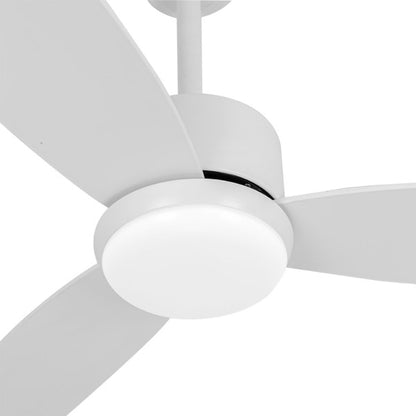 Ventilador de techo DC Genil 24W blanco de 132 cm con regulación de iluminación y LED integrado, de la marca Abrila, modelo AI2. Perfecto para interiores, con 6 velocidades ajustables.