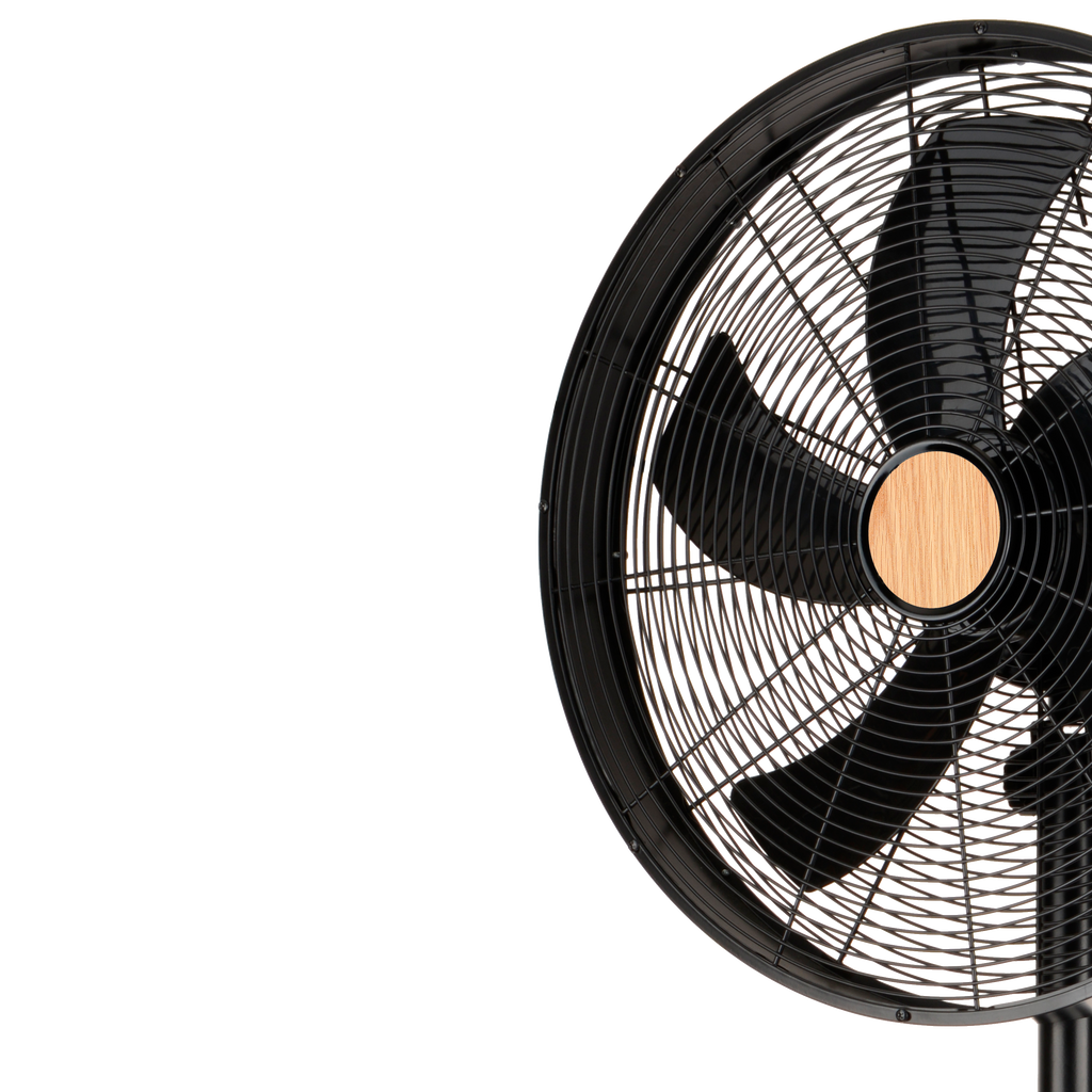 `alt=Ventilador de Pie Falcon Negro/Haya 50W de Abrila Modelo 210641088`