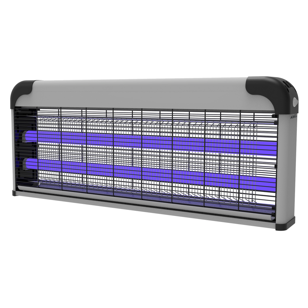 Mata insectos eléctrico Diablo 40W en color gris/negro de la marca Abrila, modelo 211440045 perfeccionado con tecnología UV luz. Ideal para uso doméstico interior. Contotalmente fabricado en materiales de alta durabilidad como ABS, Policarbonato y Aluminio.