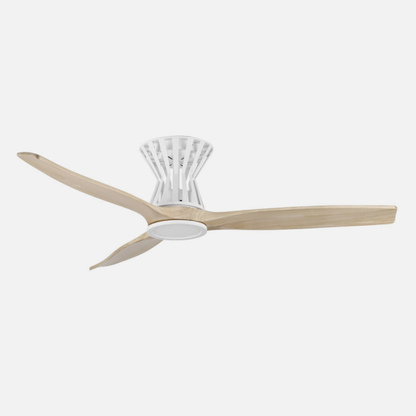 ````
alt=Ventilador de Techo DC Baltir 18W Blanco/Haya de Abrila - Motor DC - LED Integrado - Interiores - Ventilador de 3 Aspas - Madera/Metal/Cristal
````