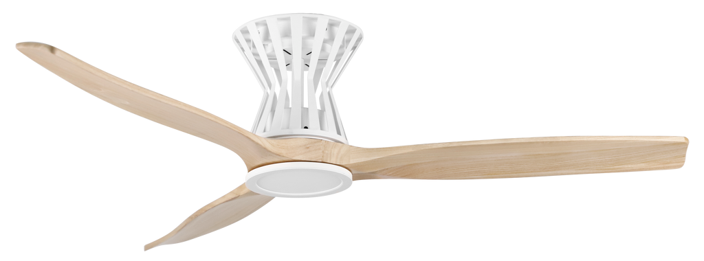 Ventilador de techo DC Baltir 18W Blanco/Haya de Abrila - Motor DC eficiente y LED integrado para interiores