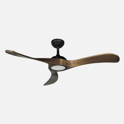 ```html
<alt=Ventilador de techo Castelo 18W Negro/Roble de Abrila, modelo 212091309. Ideal para interiores domésticos con diseño de metal y madera. Incluye LED integrado y es regulable en luz. Silencioso y eficiente con motor DC.>
```