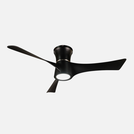 `alt=Ventilador de techo Tianas 18W Negro de 132cm con LED integrado y luz regulable de Abrila - Modelo 212191309`