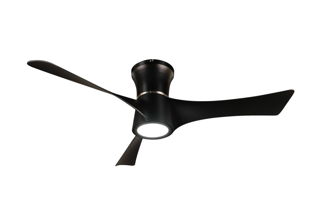 Ventilador de techo Tianas 18W, color negro, diámetro 132 cm, modelo Abrila. Incluye LED integrado con luminosidad regulable, fabricado con materiales duraderos como metal, ABS y policarbonato.恵 Funciona con motor DC. Ideal para uso en interiores domésticos.