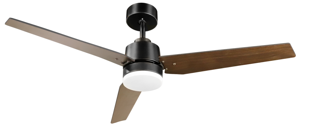 Ventilador de techo Captus 22W en color negro de la marca Abrila, con un diámetro de 132cm. Este ventilador doméstico incluye aspas reversibles y un LED integrado, perfecto para iluminación y ventilación por igual en interiores. Incluye un mando a distancia para un control cómodo y un motor DC eficiente, que además cuenta con un temporizador para programar su funcionamiento. Diseñado en estilo roble para integrarse a la perfección en cualquier espacio moderno y elegante.