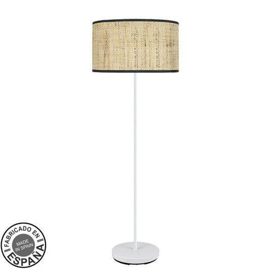 Pie de salón moderno Abrila Moda 1xE27 blanco y cañizo oscuro 163x40x40 cm, decoración iluminación salón fabricado en España