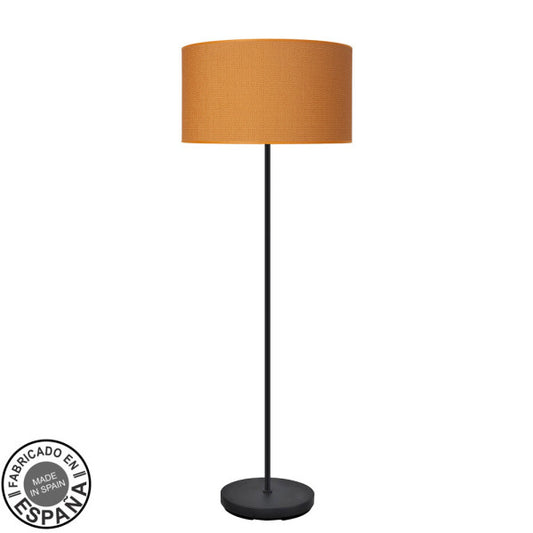 Lámpara de pie salón moderna Moda negro/naranja 163cm Abrila, diseño metal y textil para decoración interior doméstica fabricada en España