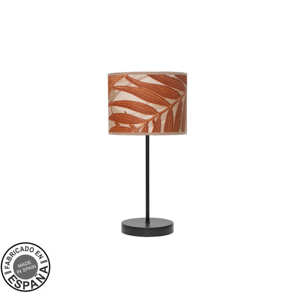 Lámpara de sobremesa Moda en negro caldera de Abrila, 42x17x17cm, diseño moderno de metal y textil para iluminación difusa en decoración interior, fabricado en España