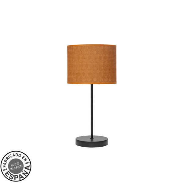 Lámpara de sobremesa Moda negro-naranja Abrila 42x17x17cm, diseño moderno en metal y textil para decoración interior doméstica española.