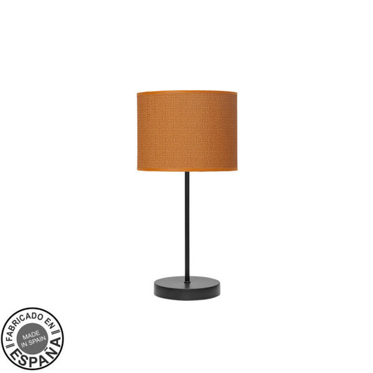 Lámpara de sobremesa Moda negro-naranja Abrila 42x17x17cm, diseño moderno en metal y textil para decoración interior doméstica española.