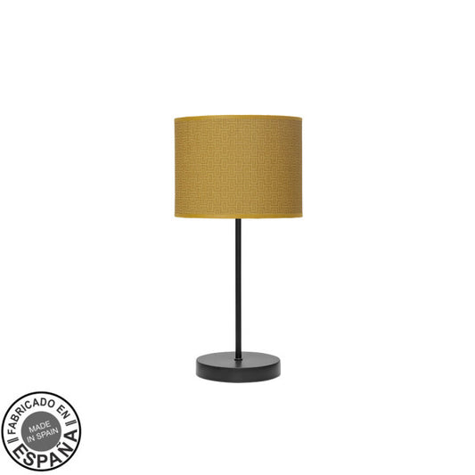 Lámpara de sobremesa Moda en negro y amarillo de 42 cm, diseño boho chic minimalista de Abrila en metal y textil para decoración interior doméstica