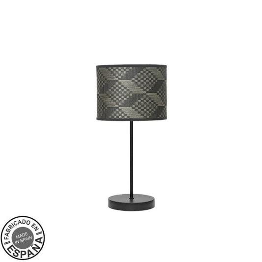 Lámpara de sobremesa Moda en negro y gris Tetris, 42x17x17 cm, diseño minimalista industrial de Abrila en metal y textil para decoración interior boho chic doméstica